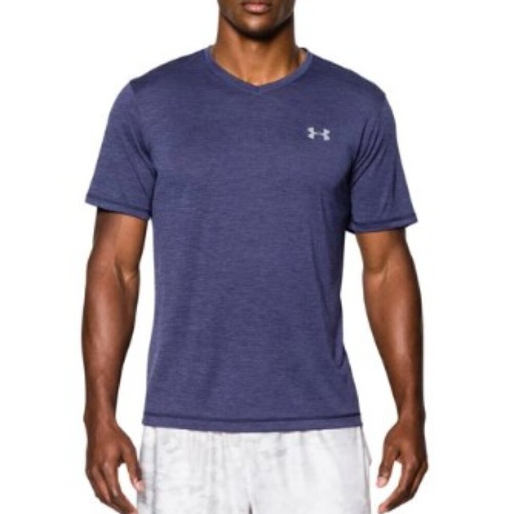Under Armour UA Tech V-Neck Performance Gym Tee Navy Blue Men’s XL